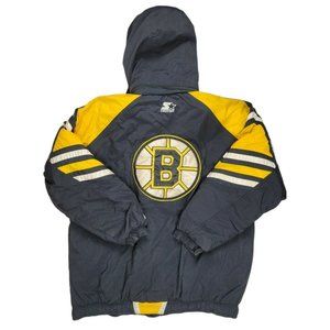 Vintage Boston Bruins NHL Starter Center Ice Hockey Jacket Mens Large Thrashed